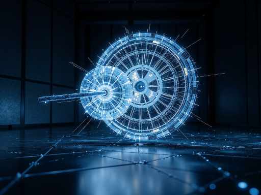 数据价值计量概念图，展示数字化信息流和价值转换过程，科技感背景，蓝色主题，抽象几何图形表示数据单元