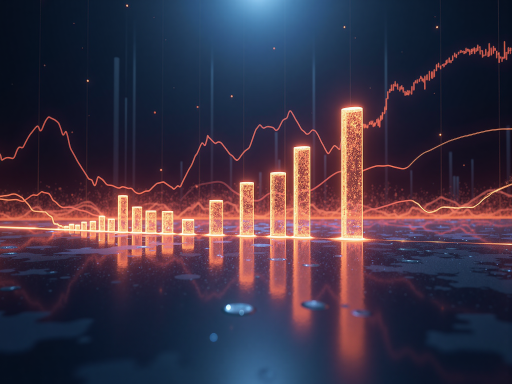 数据价值计量可视化图表，展示不同数据类型的价值分布，柱状图和饼图结合，蓝色科技风格，抽象数据流效果